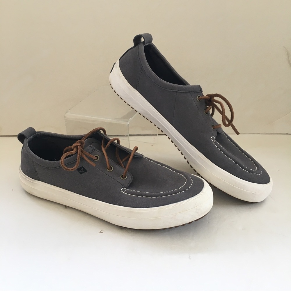 Sperry Sneakers Tennis Shoes Deck Women 10 M Gray Fabric Kicks Board Resort Sail